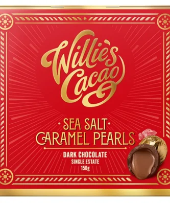 Willie's Cacao Dark Chocolate Sea Salt Caramel Black Pearls 150g