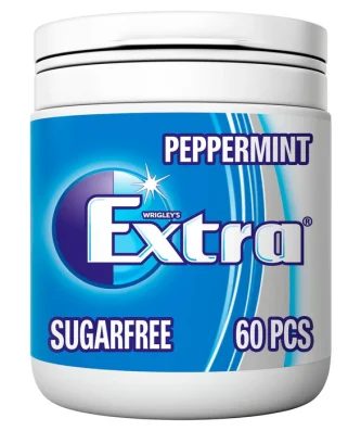 Wrigley's Extra Peppermint Chewing Gum Sugar Free Bottle 60 per pack