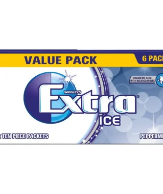Wrigley's Extra Ice Peppermint Chewing Gum Sugar Free Multipack 6 per pack