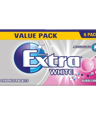 Wrigley's Extra White Bubblemint Chewing Gum Sugar Free Multipack 6 per pack