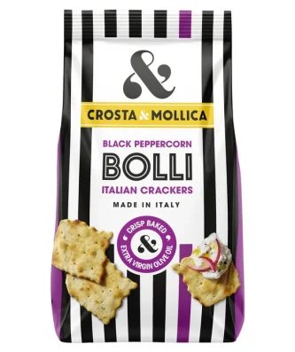 Crosta & Mollica Bolli Italian Crackers with Black Peppercorn 150g