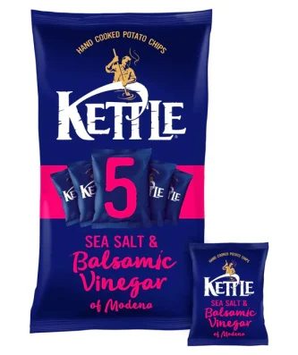 Kettle Chips Sea Salt & Balsamic Vinegar of Modena Multipack Crisps 5 x 30g