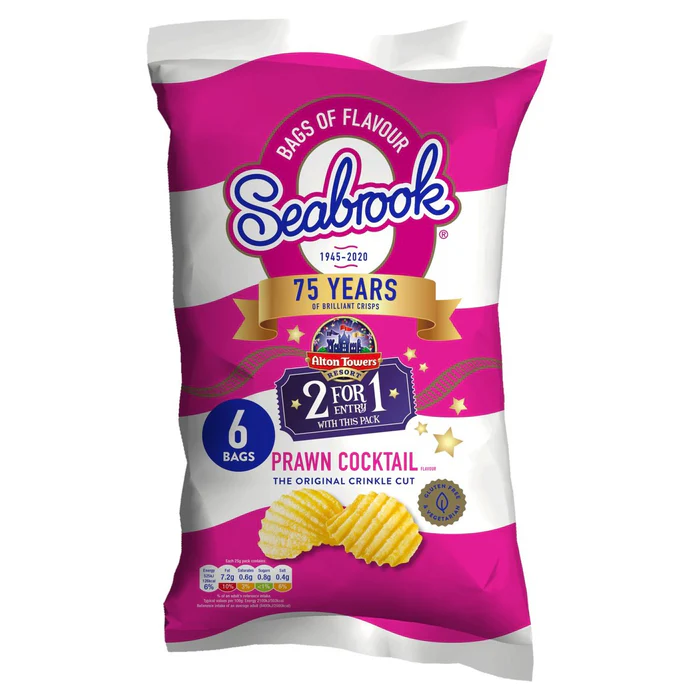 Seabrook Crinkle Cut Prawn Crisps 6 x 25g