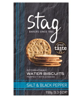 Stag Bakeries Sea Salt & Black Pepper Water Biscuits 150g