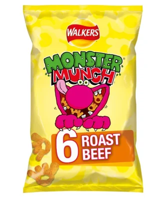 Walkers Monster Munch Roast Beef Snacks 6 x 22g