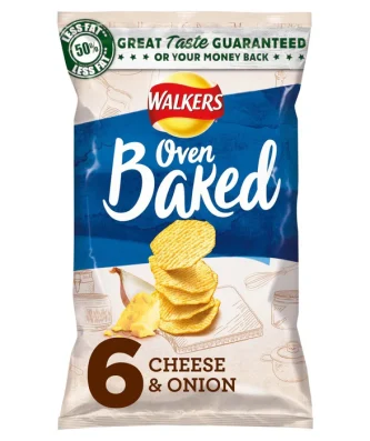 Walkers Oven Baked Cheese & Onion Snacks 6 x 25g
