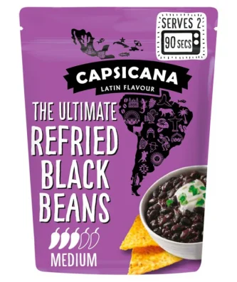 Capsicana Mexican Refried Chipotle Black Beans Medium 200g