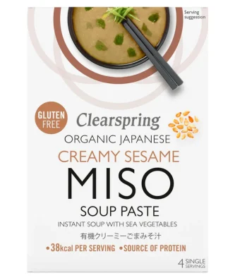 Clearspring Organic Japanese Creamy Sesame Instant Miso Soup Paste 4 x 15g
