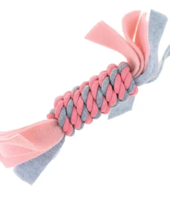 Little Rascals Fleecy Rope Coil Pink Puppy Toy