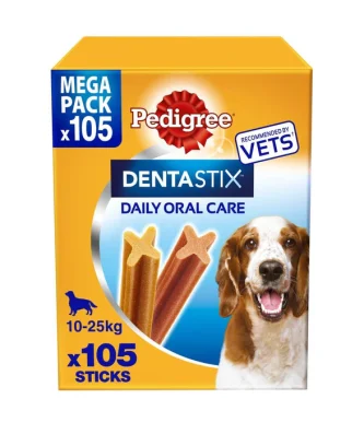 Pedigree Dentastix Daily Adult Medium Dog Treats Dental Sticks 105 x 26g