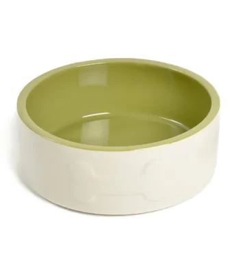 Petface Bone Pattern Cream & Green Dog Bowl 20cm