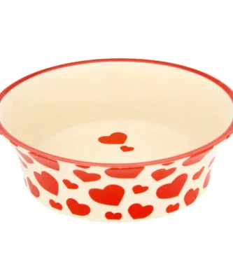 Petface Ceramic Red Heart Cat Bowl Flared