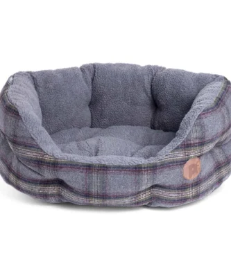Petface Grey Tweed Oval Pet Bed Medium
