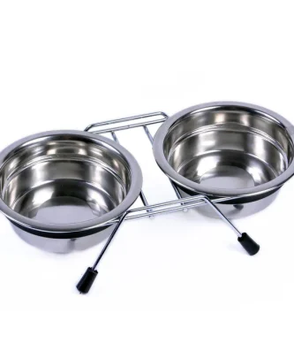 Petface Stainless Steel Double Diner Dog Bowls Medium
