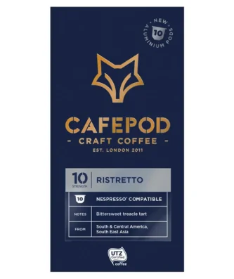 CafePod Ristretto Nespresso Compatible Aluminium Coffee Pods 10 per pack