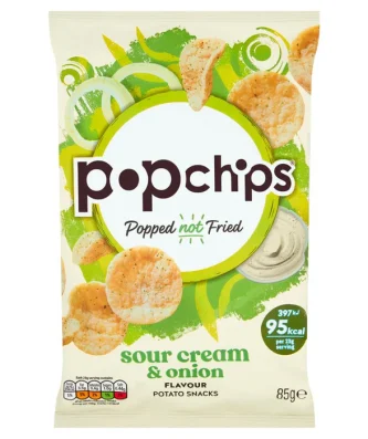 Popchips Sour Cream & Onion Popped Potato Crisps 85g