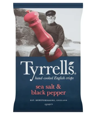 Tyrrells Sea Salt & Black Pepper Crisps 150g