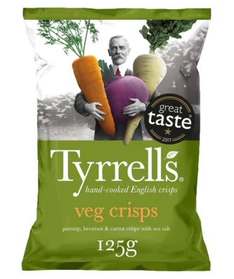 Tyrrells Parsnip, Beetroot & Carrot Veg Crisps with Sea Salt 125g