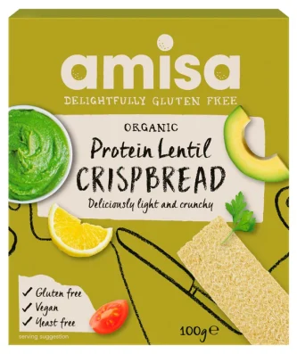 Amisa Organic Gluten Free Protein Lentil Crispbread 100g
