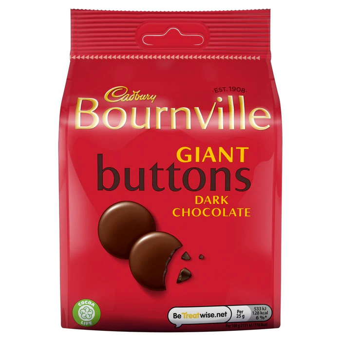 Cadbury Bournville Dark Chocolate Giant Buttons Bag 110g