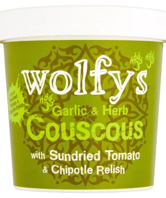 Wolfy's Garlic & Herb Couscous with Sundried Tomato & Chipotle Relish 96g