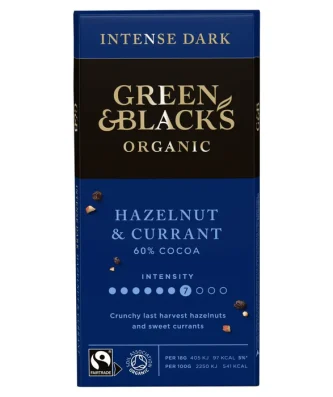 Green & Black's Organic Hazelnut & Currant Dark Chocolate 90g