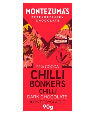Montezuma's Chilli Bonkers Dark Organic Chocolate Bar 90g