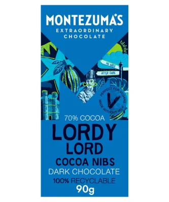 Montezuma's Lordy Lord Cocoa Nibs Dark Chocolate Bar 90g