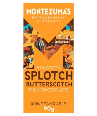 Montezuma's Splotch Butterscotch Milk Chocolate Organic Bar 90g