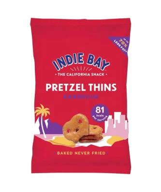 Indie Bay Snacks Pretzel Thins Barbecue Sharing Bag 100g