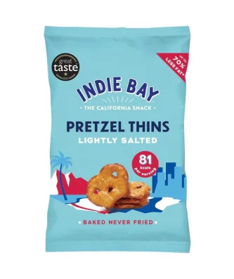 Indie Bay Snacks Pretzel Thins Lightly Salted Sharing Bag 100g