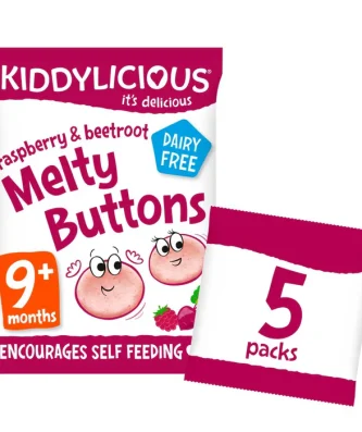 Kiddylicious Melty Buttons Raspberry & Beetroot Baby Snack 9 Months+ 5 x 6g