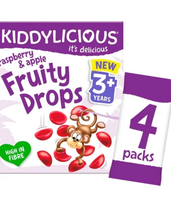 Kiddylicious Raspberry & Apple Fruity Drops 3 Yrs+ Multipack 4 x 16g