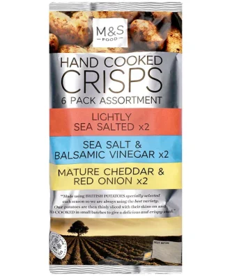 M&S Hand Cooked Crisps Assortment 6 x 30g