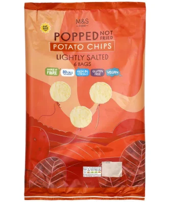 M&S Lightly Salted Popped Potato Chips Multipack 6 x 20g