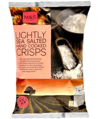 M&S Lightly Sea Salted Hand Cooked Crisps 150g