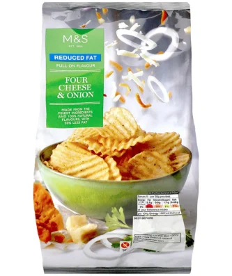 M&S Reduced Fat Four Cheese & Onion Crisps 150g