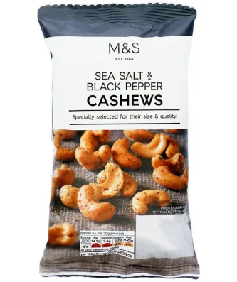 M&S Sea Salt & Black Pepper Cashews 150g