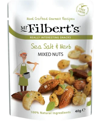 Mr Filberts Sea Salt & Herb Mixed Nuts Almonds Peanuts & Cashews 40g