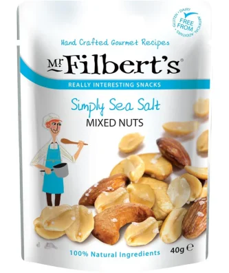 Mr Filberts Simply Sea Salt Mixed Nuts Almonds Peanuts and Cashews 40g