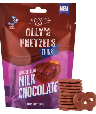 Olly's Pretzel Thins Salted Milk Chocolate 90g