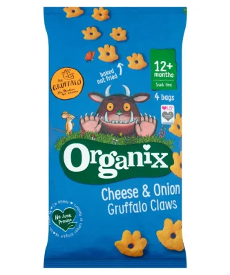 Organix Cheese & Onion Organic Gruffalo Claws 12 mths+ Multipack 4 x 15g