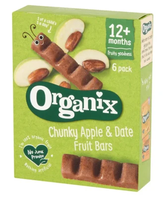 Organix Chunky Apple & Date Organic Fruit Bars 12 mths+ Multipack 6 x 17g