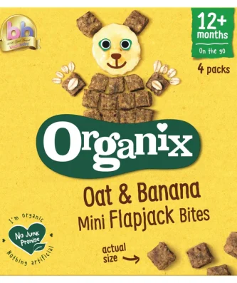 Organix Oat & Banana Organic Mini Flapjack Bites 12 mths+ Multipack 4 x 20g
