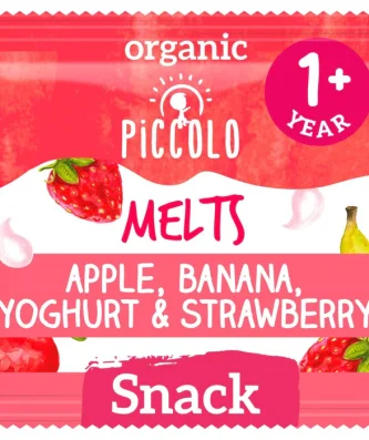 Piccolo Apple Banana Yoghurt & Strawberry Organic Melts 12 mths+ 8g
