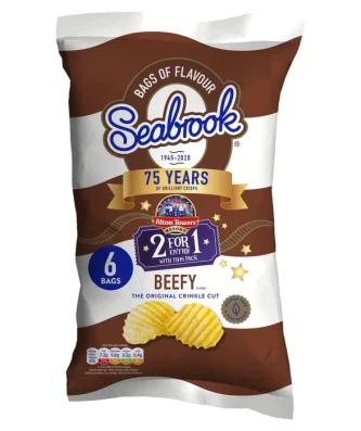 Seabrook Crinkle Cut Beefy Crisps 6 per pack