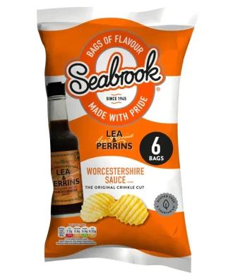Seabrook Crinkle Cut Lea & Perrins Worcestershire Sauce Crisps 6 x 25g