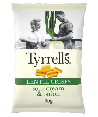 Tyrrells Lentil Sharing Crisps Sour Cream & Onion 80g