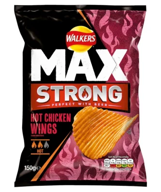 Walkers Max Strong Hot Chicken Wings Sharing Crisps 150g