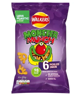 Walkers Monster Munch Pickled Onion Snacks 6 per pack